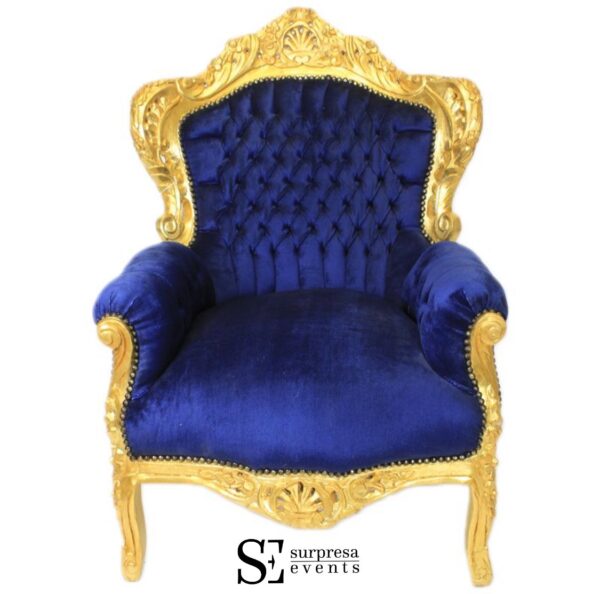 Barok royal blue met gouden troonstoel